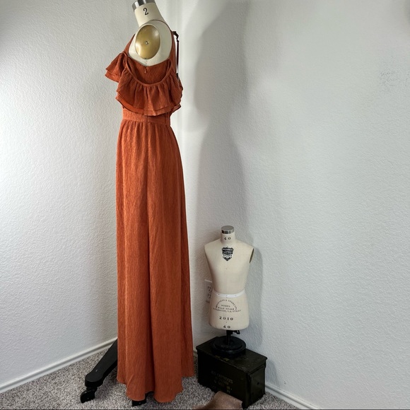 Anthropologie Chloe Oliver Uptown Maxi Saffron Cold Shoulder Dress - Picture 5 of 10